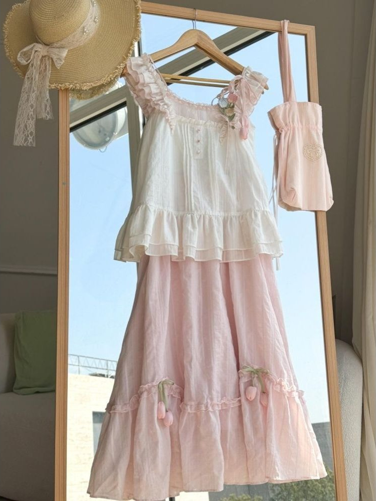 Fly Line - Sweet Kawaii Ruffle Trim 튤립 장식