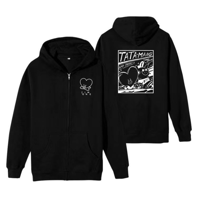 카와이 BT21 스웨트셔츠 후디 봄 가을 옷 지퍼 탑  - Tippet Line 리뷰 및 가격